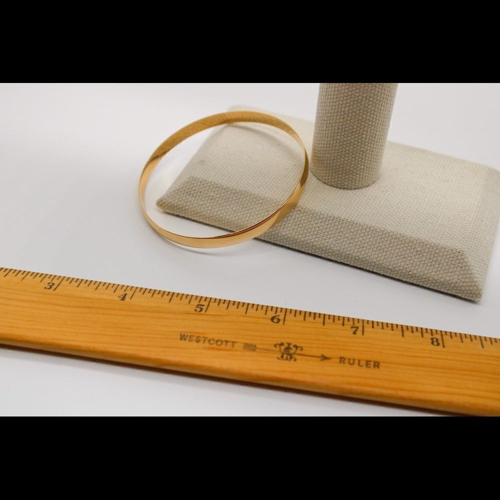 14K Gold 4 mm Half Round 7 3/4" Slip on Bangle, Brand new from Manufacturer - Picture 6 of 13